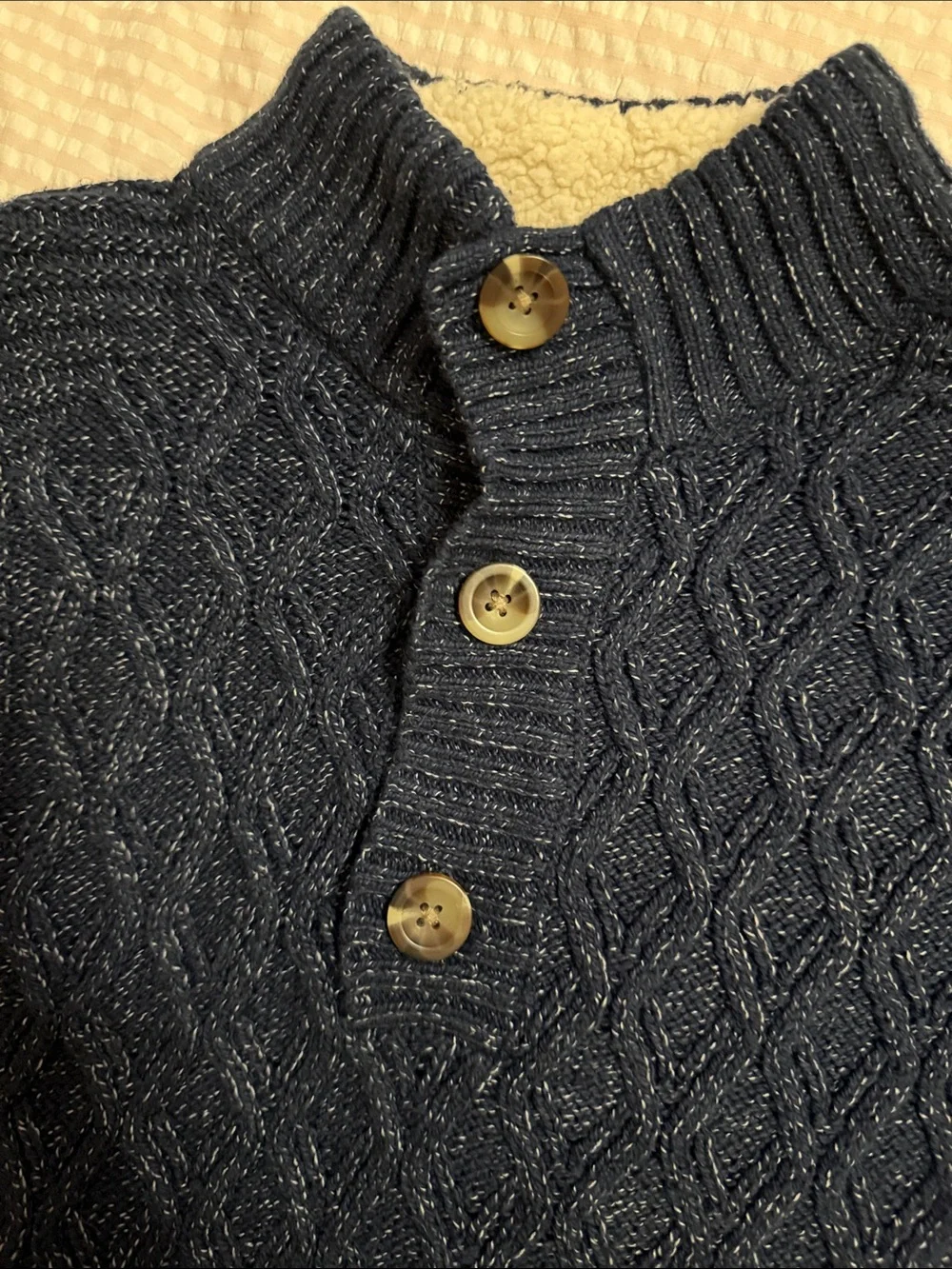 Boys sz Large 12/14 Cat & Jack Navy 3 Button Cable Knit Sweater
